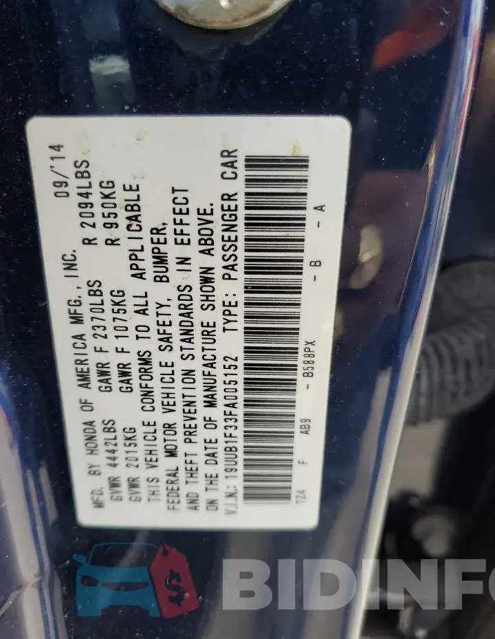 19UUB1F33FA005152 Photo# 12