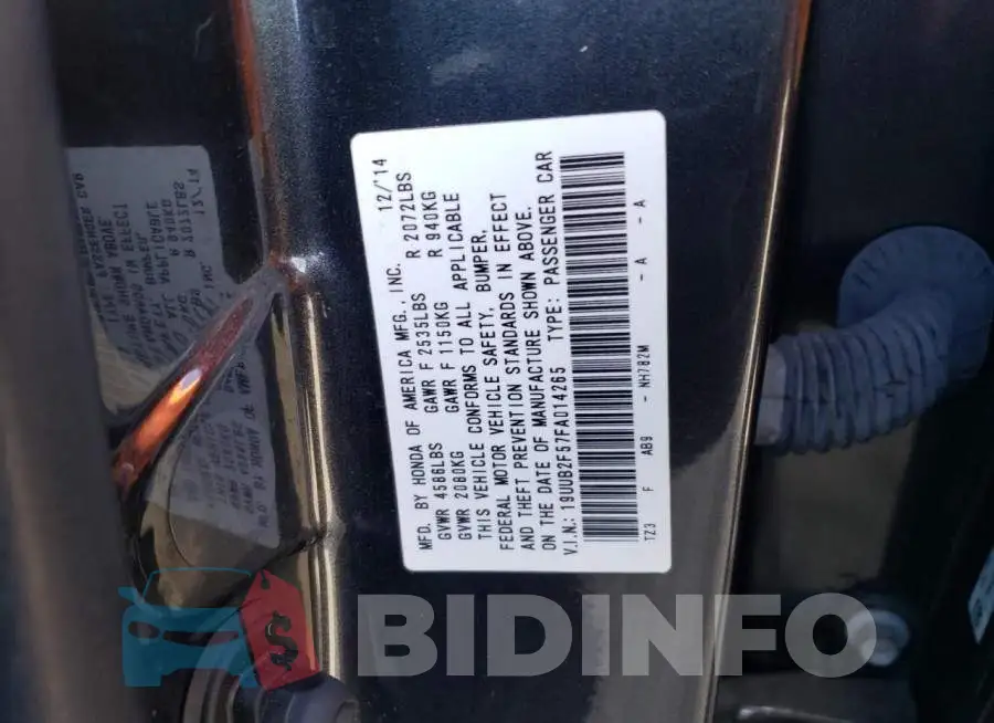 19UUB2F57FA014265 Photo# 12