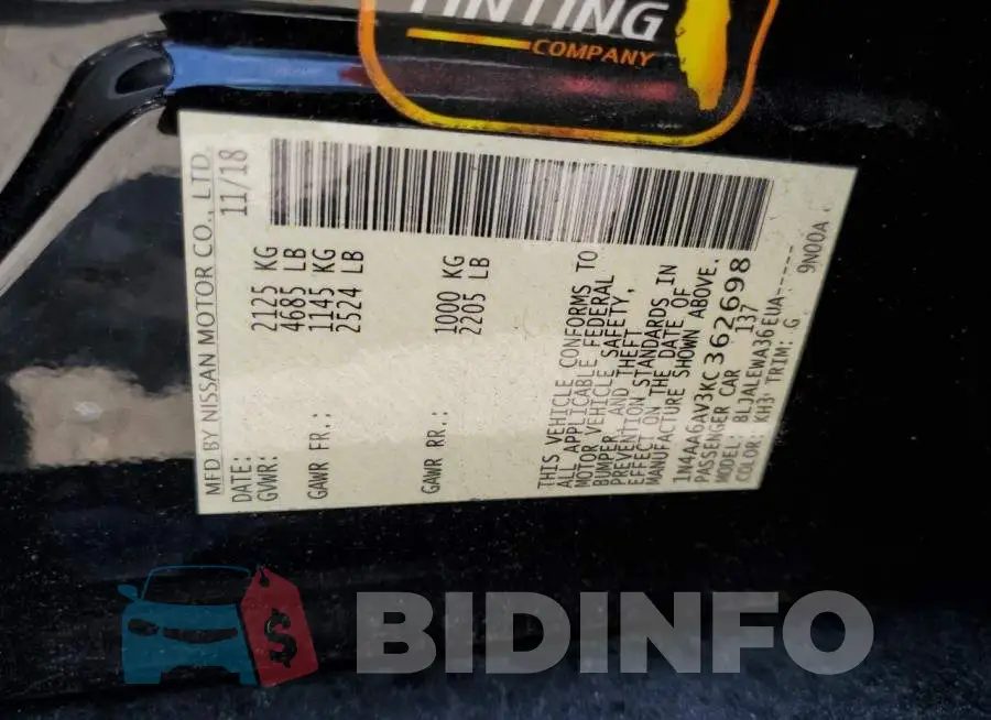 1N4AA6AV3KC362698 Photo# 12