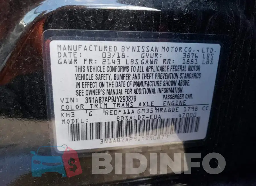3N1AB7AP9JY290879 Photo# 13