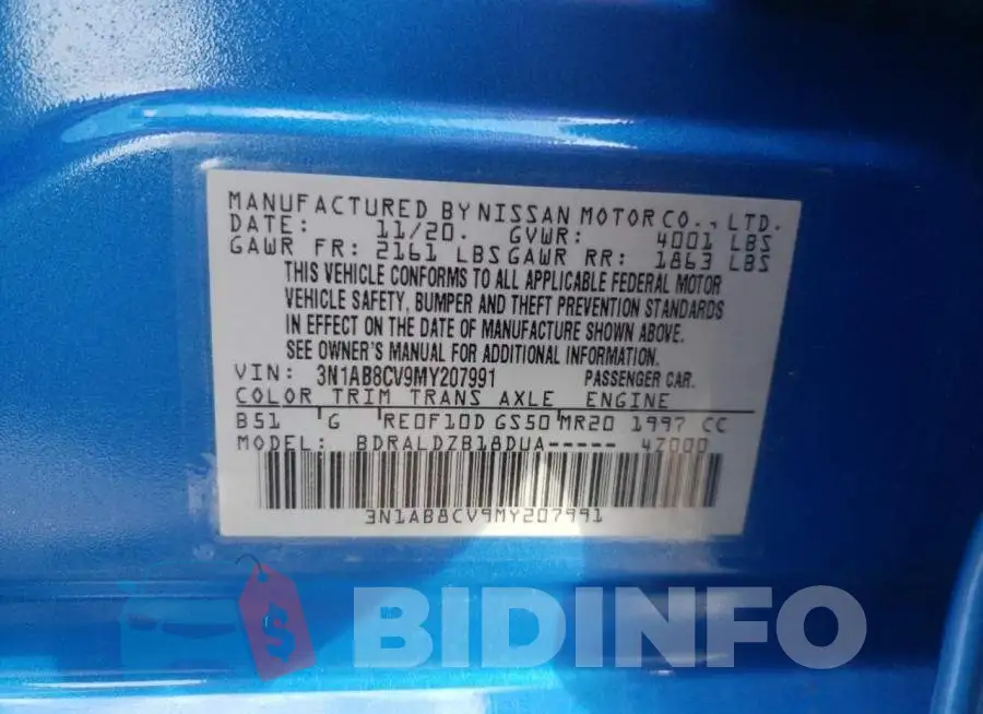 3N1AB8CV9MY207991 Photo# 12