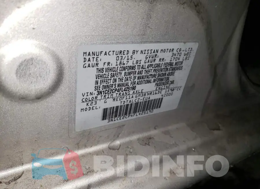 3N1CE2CP4FL425190 Photo# 12