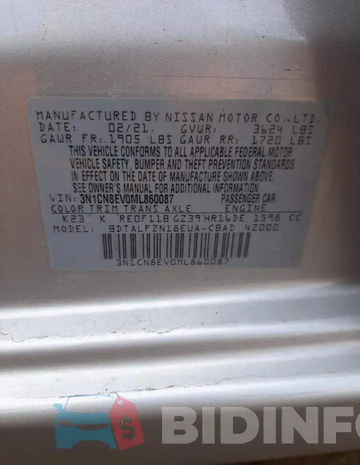 3N1CN8EV0ML860087 Photo# 12