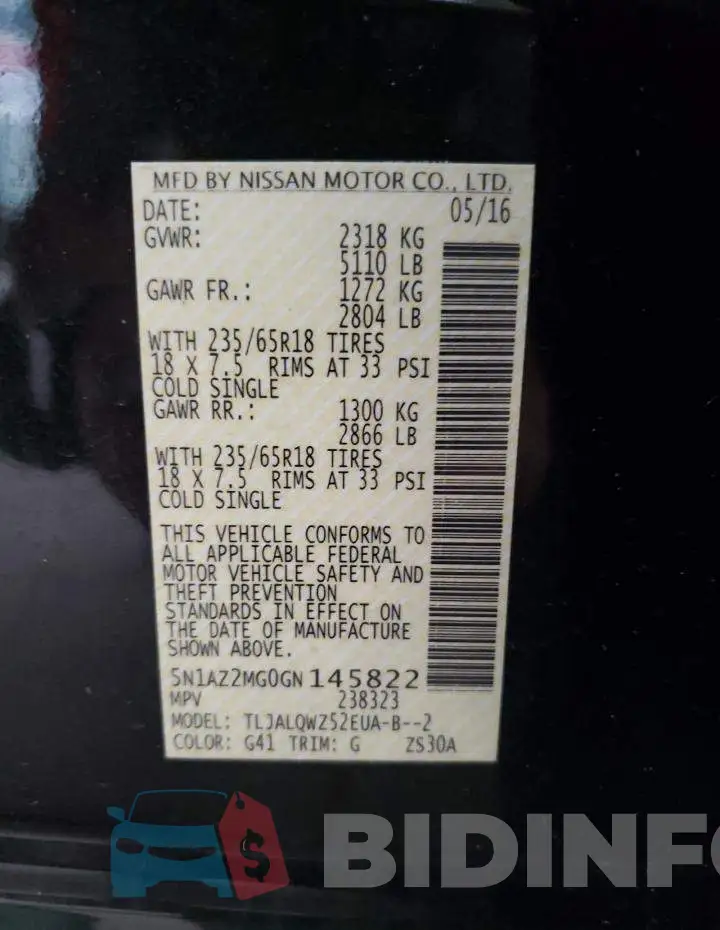 5N1AZ2MG0GN145822 Photo# 13