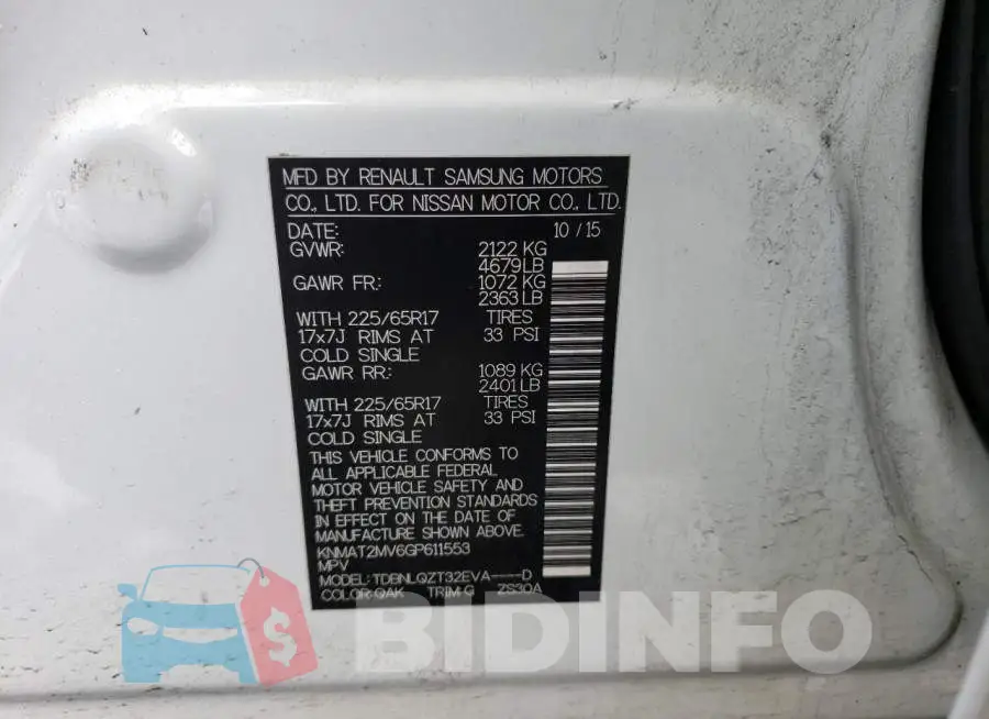 KNMAT2MV6GP611553 Photo# 13