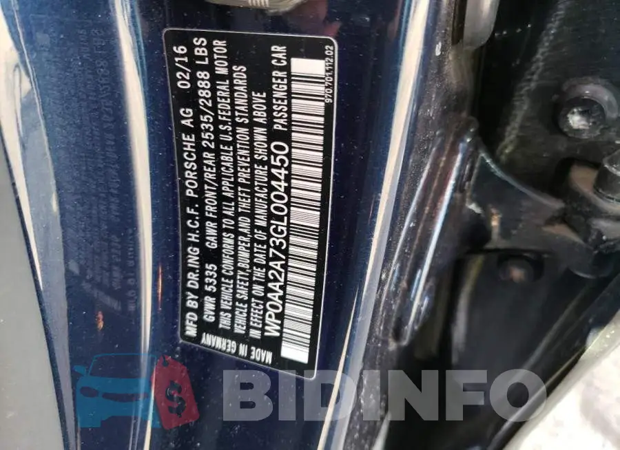 WP0AA2A73GL004450 Photo# 12
