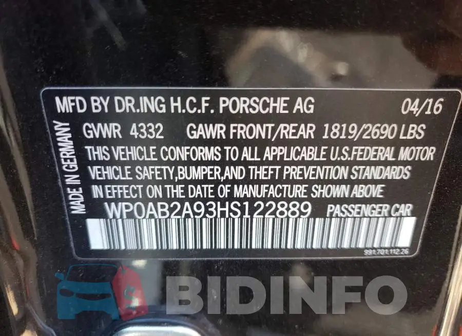 WP0AB2A93HS122889 Photo# 12