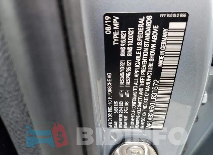 WP1AB2A5XLLB31572 Photo# 12