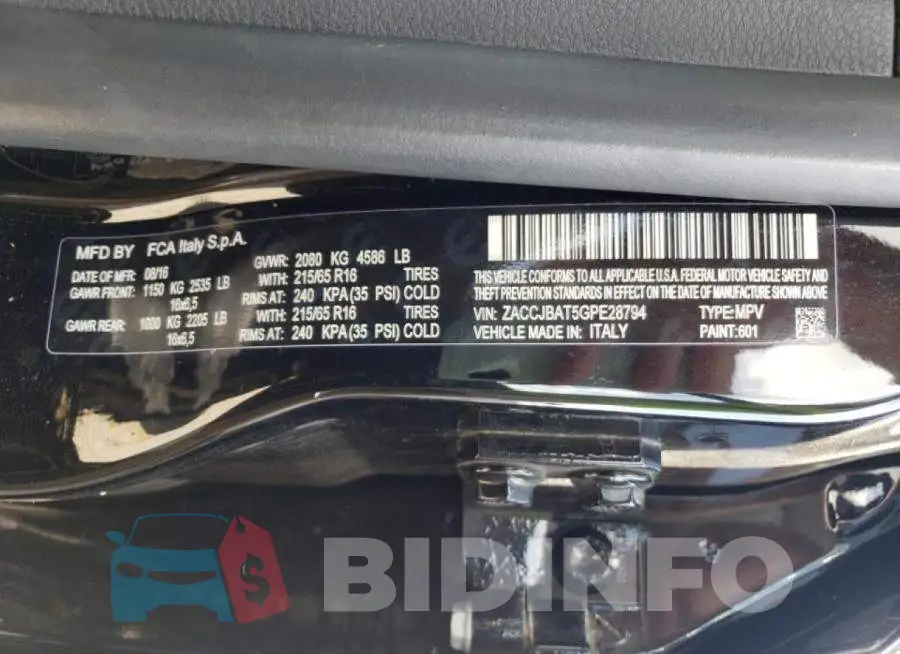 ZACCJBAT5GPE28794 Photo# 10