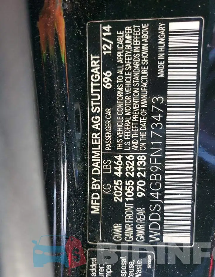 WDDSJ4GB9FN173473 Photo# 12