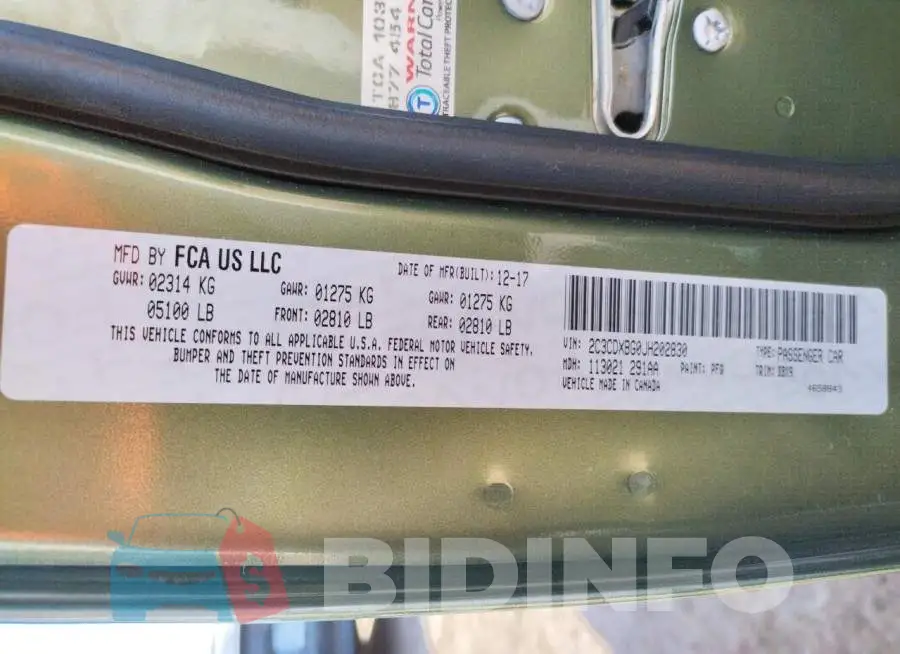 2C3CDXBG0JH202830 Photo# 12