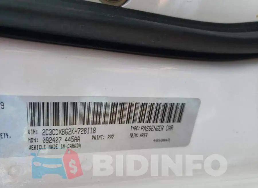 2C3CDXBG2KH728118 Photo# 10