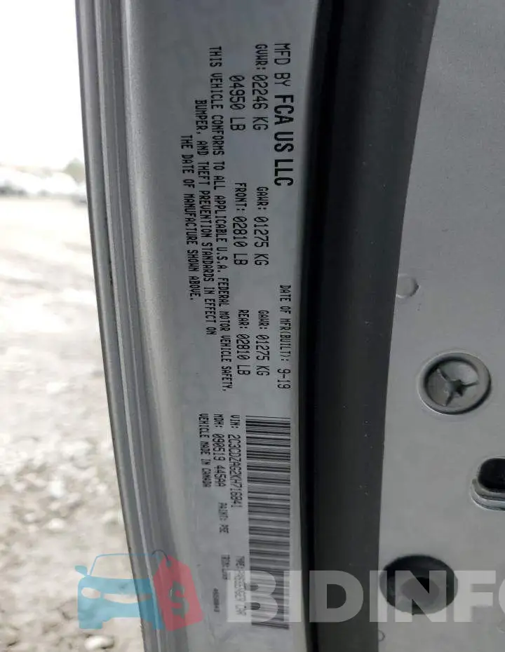 2C3CDZAG2KH716841 Photo# 12