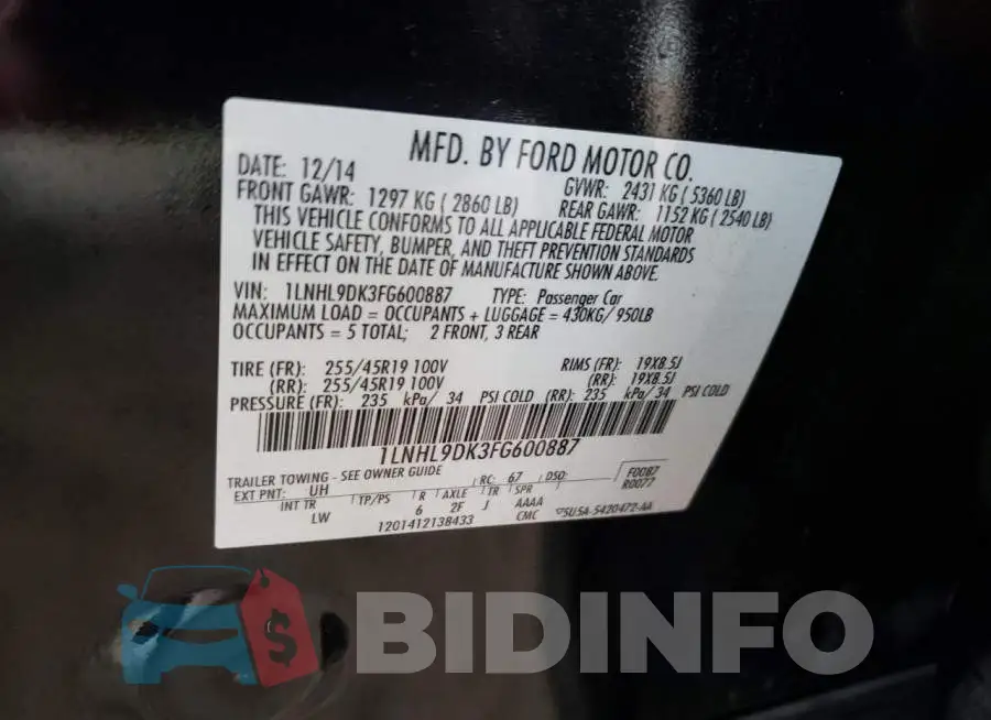 1LNHL9DK3FG600887 Photo# 13