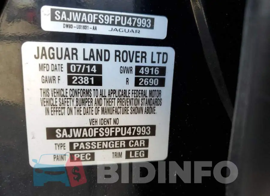 SAJWA0FS9FPU47993 Photo# 12