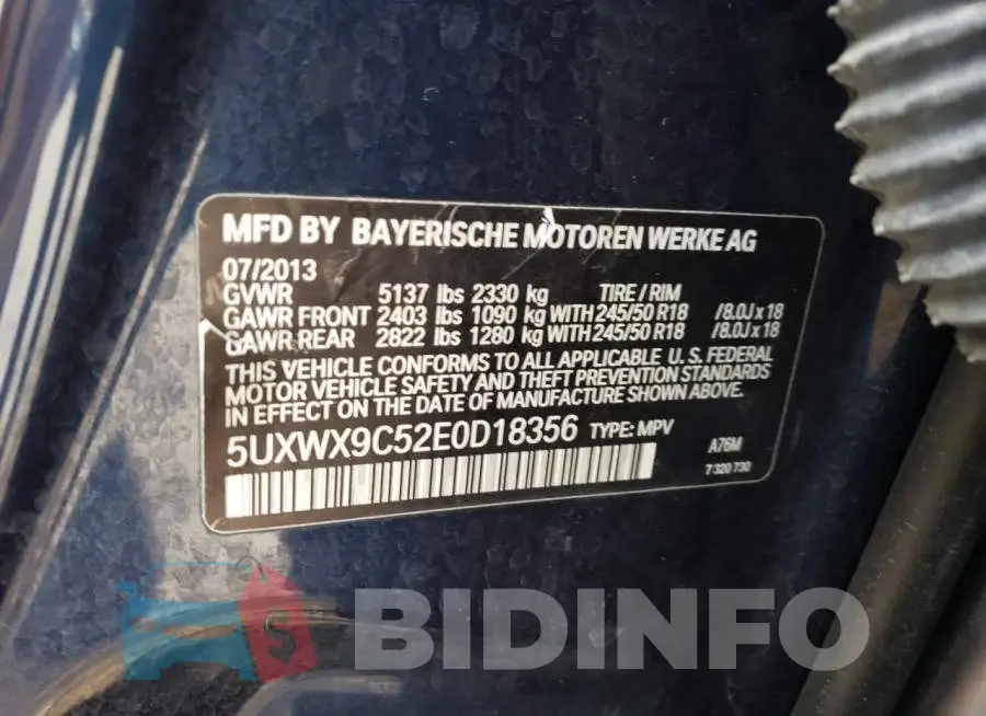 5UXWX9C52E0D18356 Photo# 13