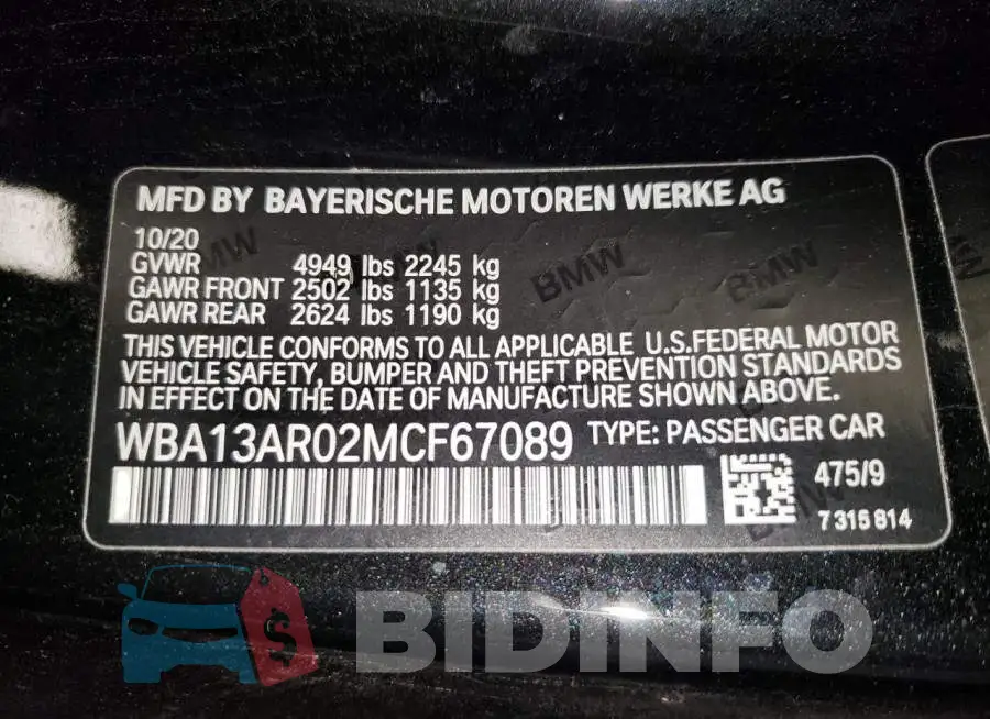 WBA13AR02MCF67089 Photo# 12
