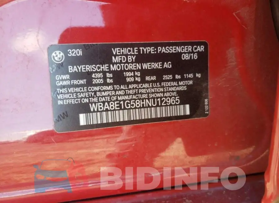 WBA8E1G58HNU12965 Photo# 12