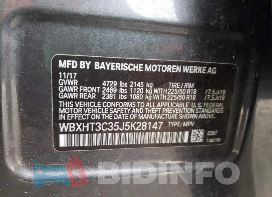 WBXHT3C35J5K28147 Photo# 10