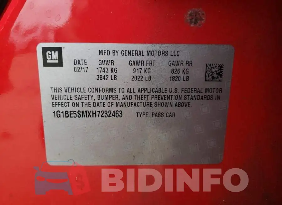 1G1BE5SMXH7232463 Photo# 12
