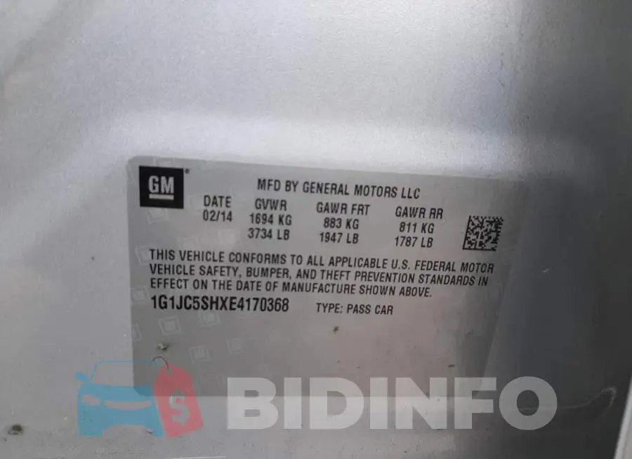 1G1JC5SHXE4170368 Photo# 13