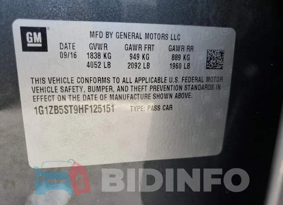 1G1ZB5ST9HF125151 Photo# 13