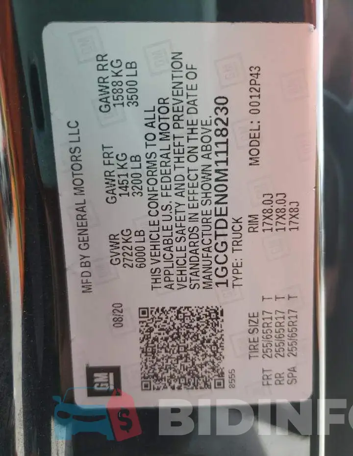1GCGTDEN0M1118230 Photo# 10