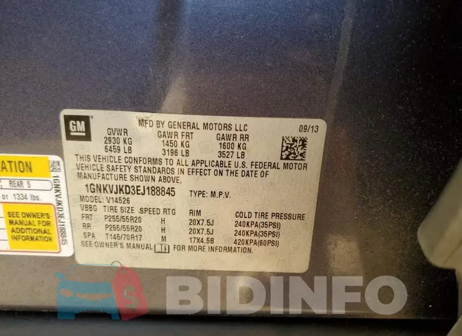 1GNKVJKD3EJ188845 Photo# 13
