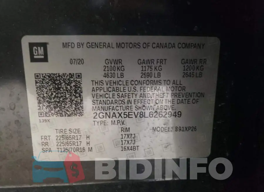 2GNAX5EV8L6262949 Photo# 12