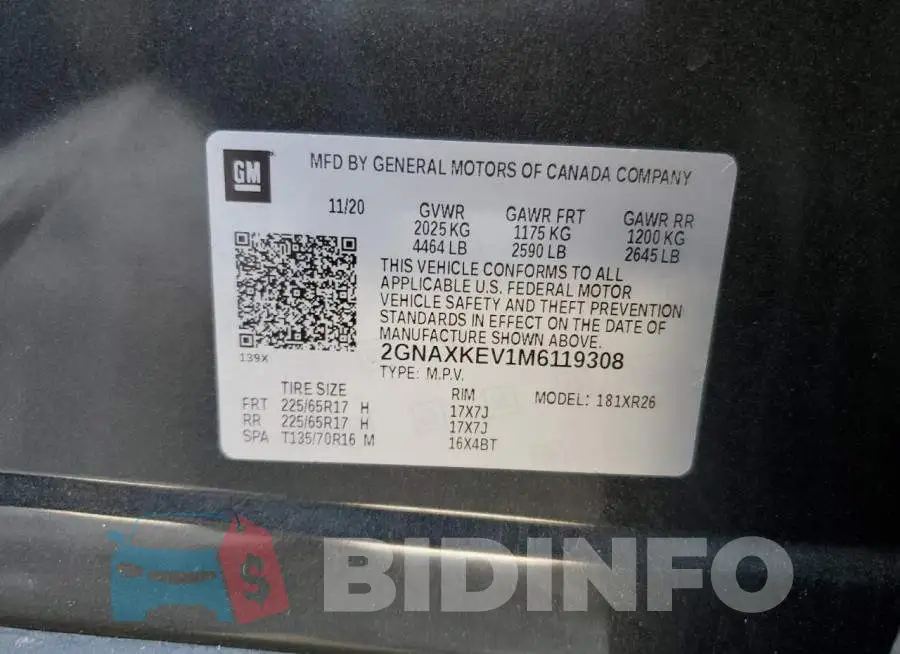 2GNAXKEV1M6119308 Photo# 10