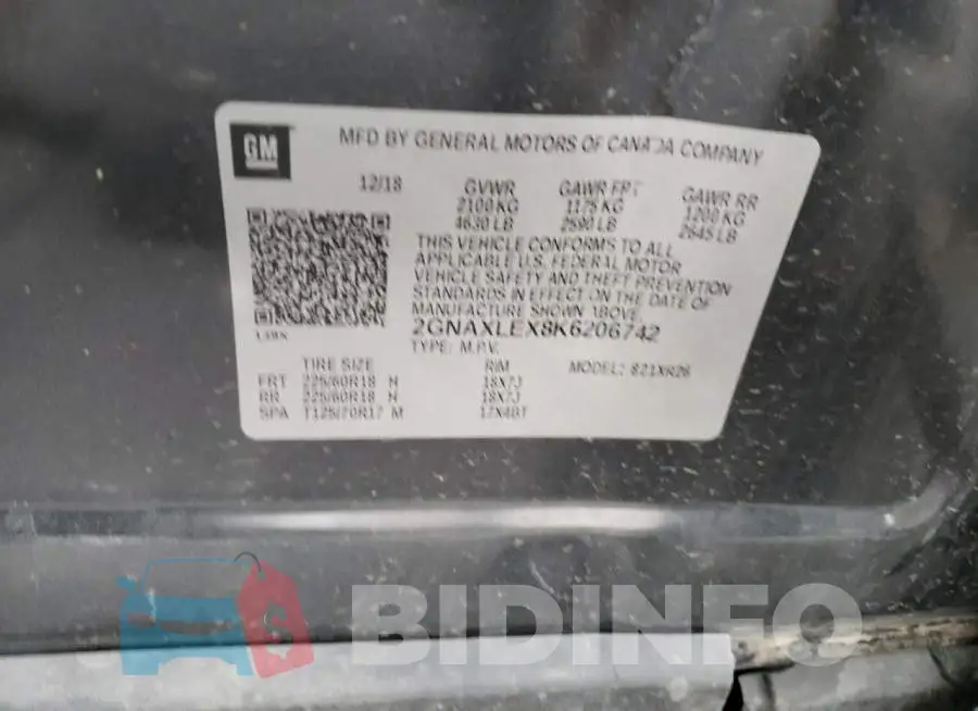 2GNAXLEX8K6206742 Photo# 13
