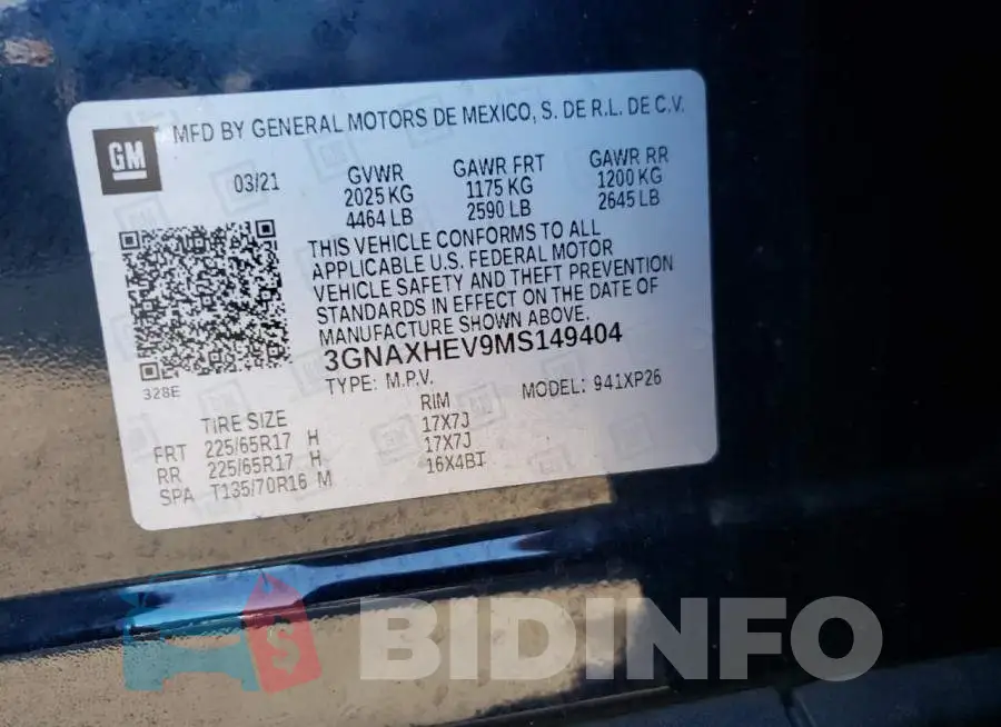 3GNAXHEV9MS149404 Photo# 13