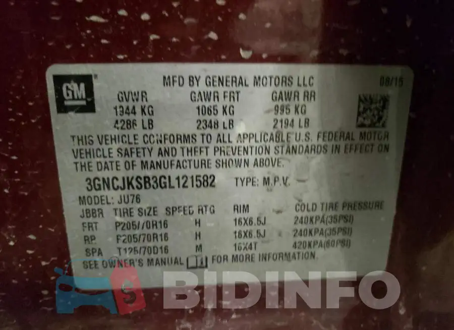 3GNCJKSB3GL121582 Photo# 13