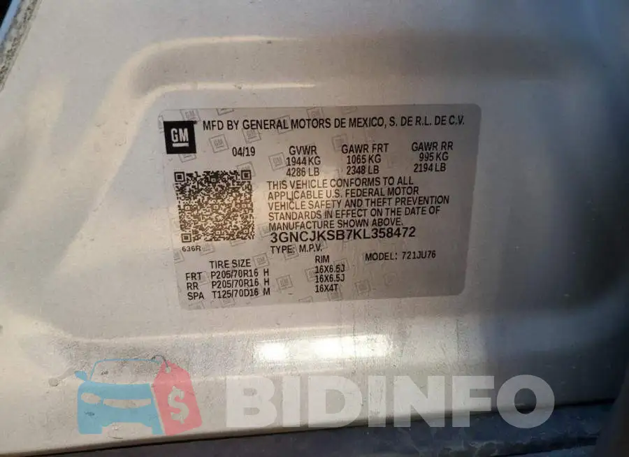 3GNCJKSB7KL358472 Photo# 12