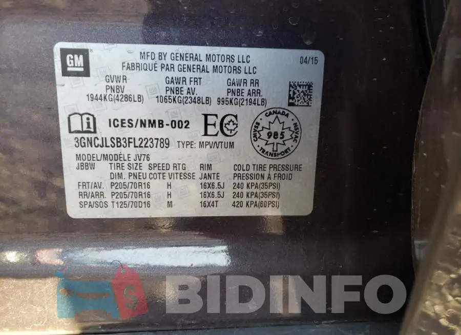 3GNCJLSB3FL223789 Photo# 12