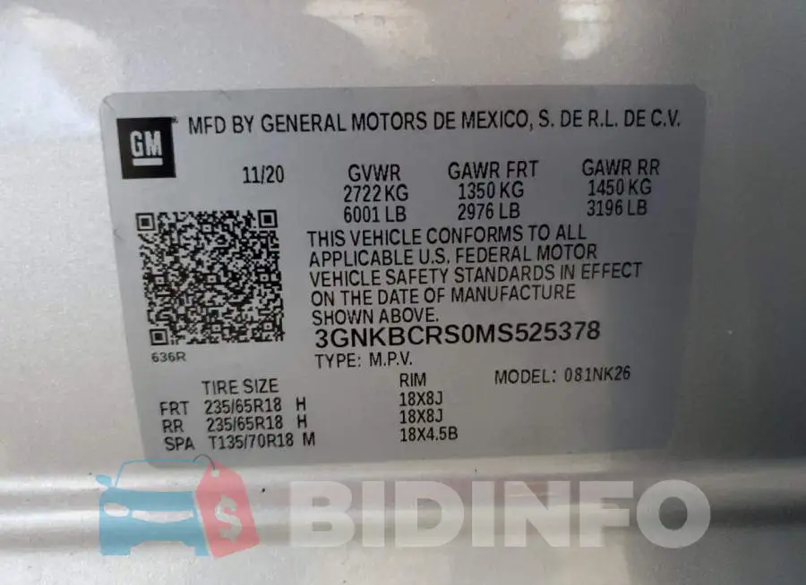 3GNKBCRS0MS525378 Photo# 13