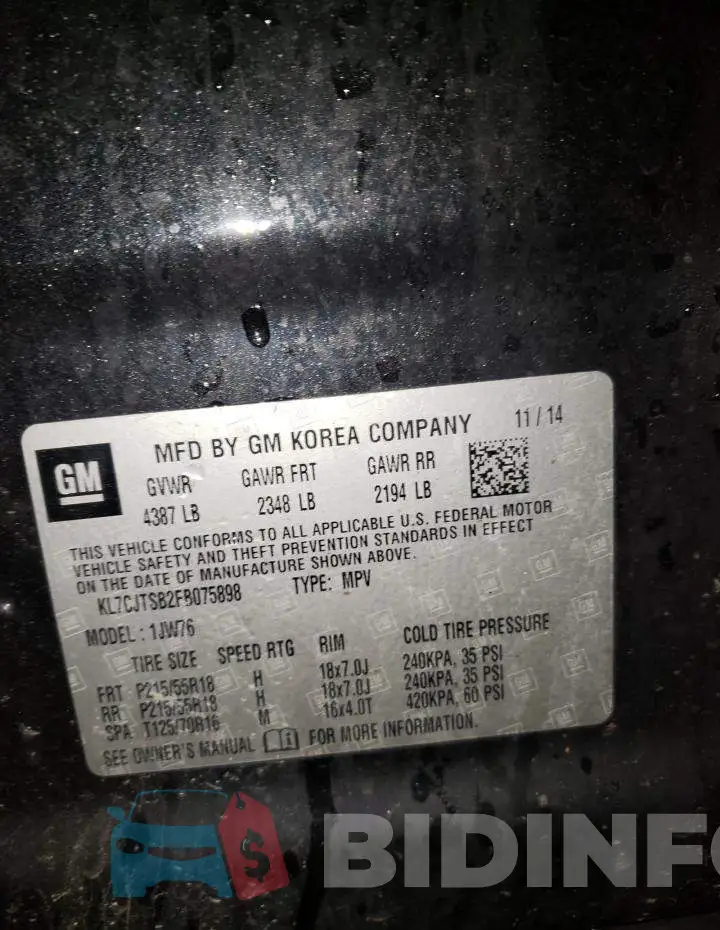 KL7CJTSB2FB075898 Photo# 13