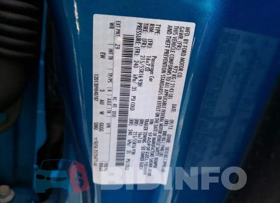 1FADP3F22EL153689 Photo# 13