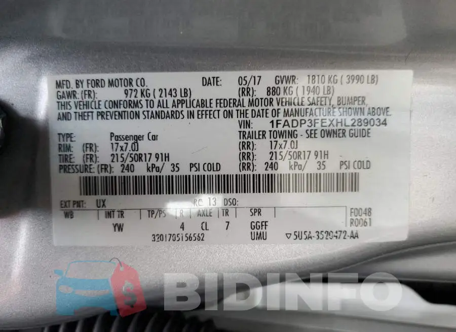 1FADP3FEXHL289034 Photo# 13
