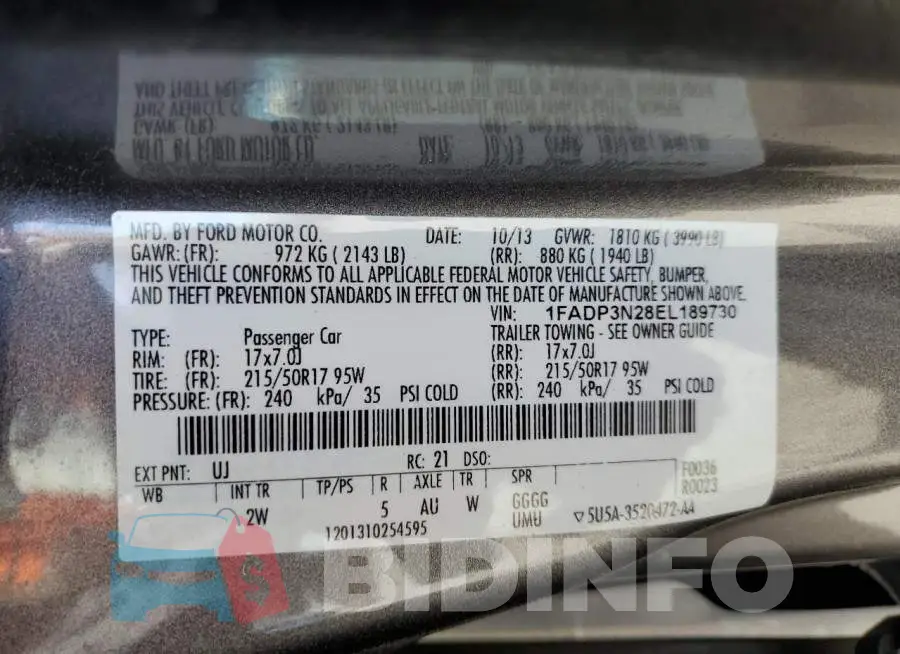 1FADP3N28EL189730 Photo# 12
