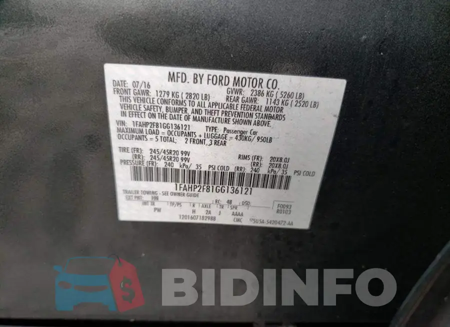 1FAHP2F81GG136121 Photo# 12