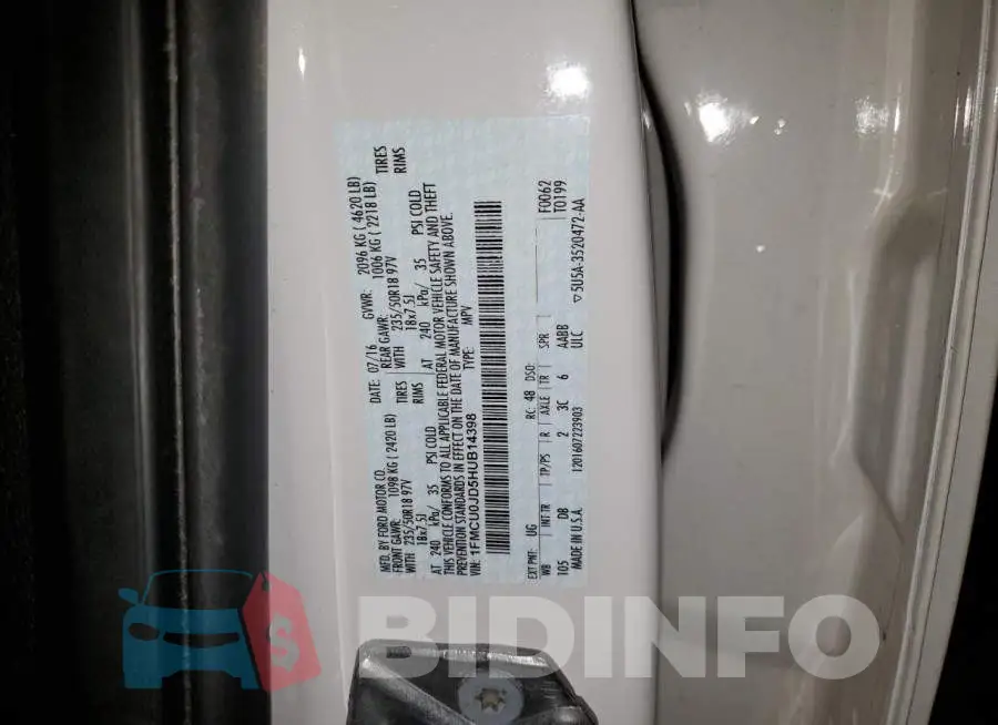 1FMCU0JD5HUB14398 Photo# 13