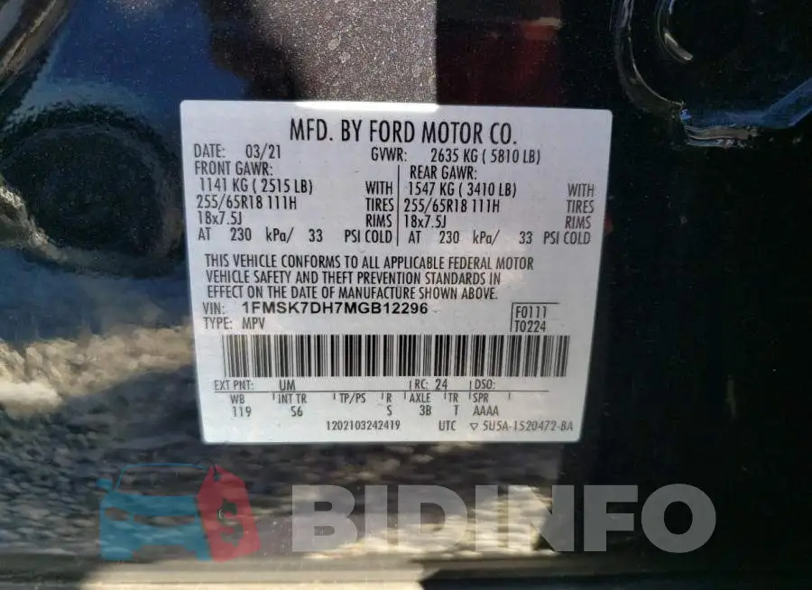 1FMSK7DH7MGB12296 Photo# 13