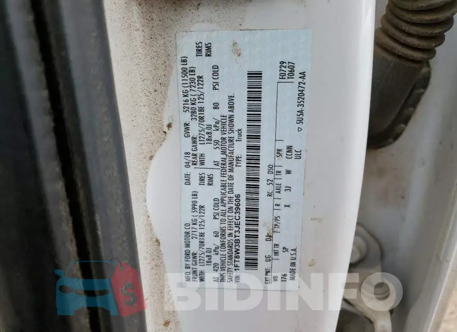 1FT8W3BT3JEC39606 Photo# 12