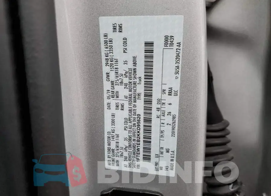 1FTEW1EB2KKD95620 Photo# 13