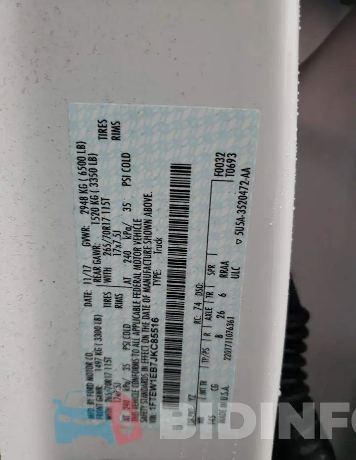 1FTEW1EB7JKC85516 Photo# 12