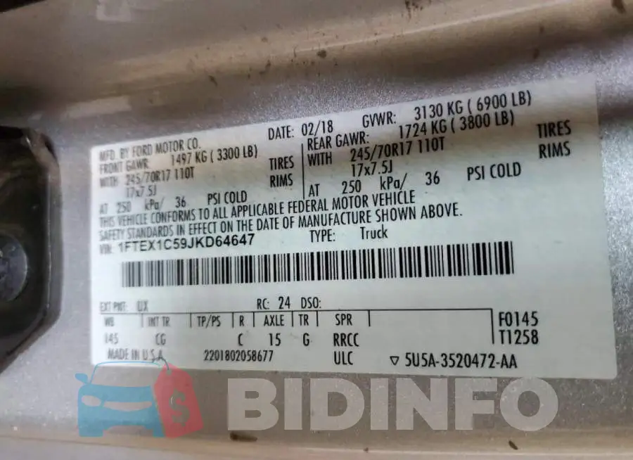 1FTEX1C59JKD64647 Photo# 12