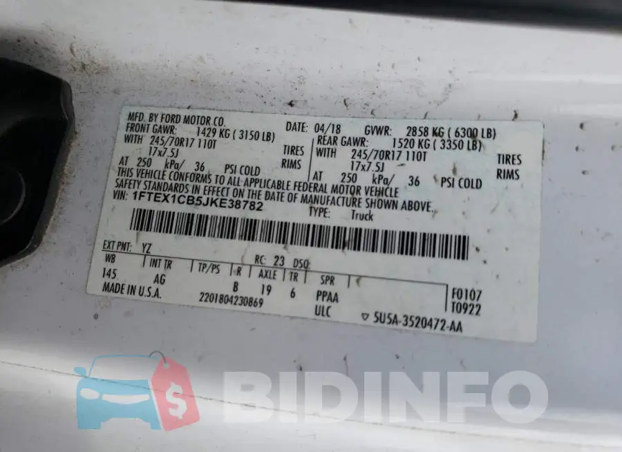 1FTEX1CB5JKE38782 Photo# 12