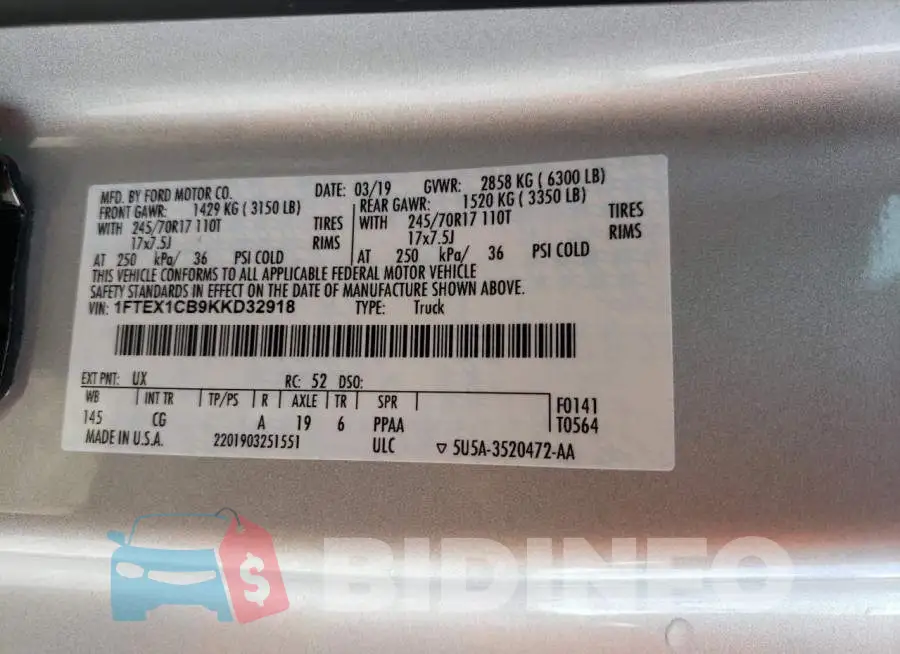1FTEX1CB9KKD32918 Photo# 13
