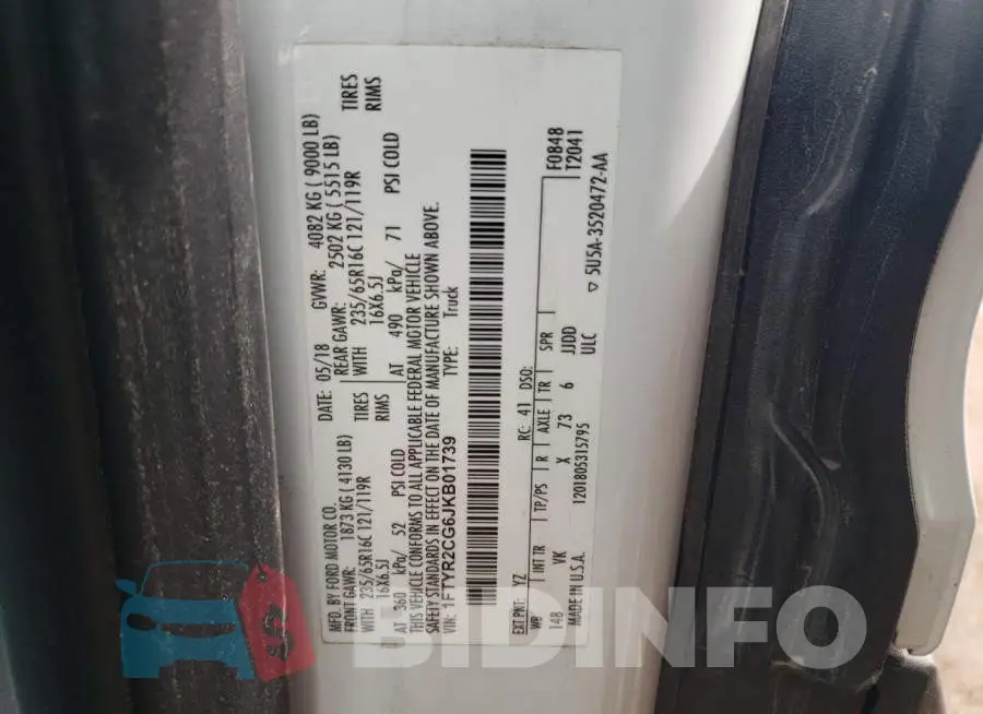 1FTYR2CG6JKB01739 Photo# 10